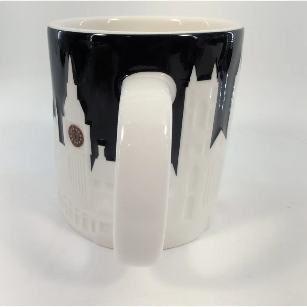 Starbucks London 3D Relief City Skyline Ceramic 16 oz Coffee Mug Black & White